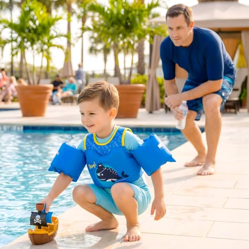 Image of Dark Lightning Toddler Swim Vest for Kids Ages 2-7, Kids Pool Floaties with Arm Wings, USCG Approved Life Jacket for Boys Girls, 33-55 lbs