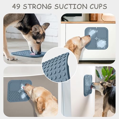 Image of ChefAide 2 Pack Lick Mat for Dogs,Cats,Upgraded 8.5x8.5 inches Licking Mats with Suction Cups,Slow Feeder Licking Pad for Anxiety Relief and Boredom Reducer,Suitable for Dog Training