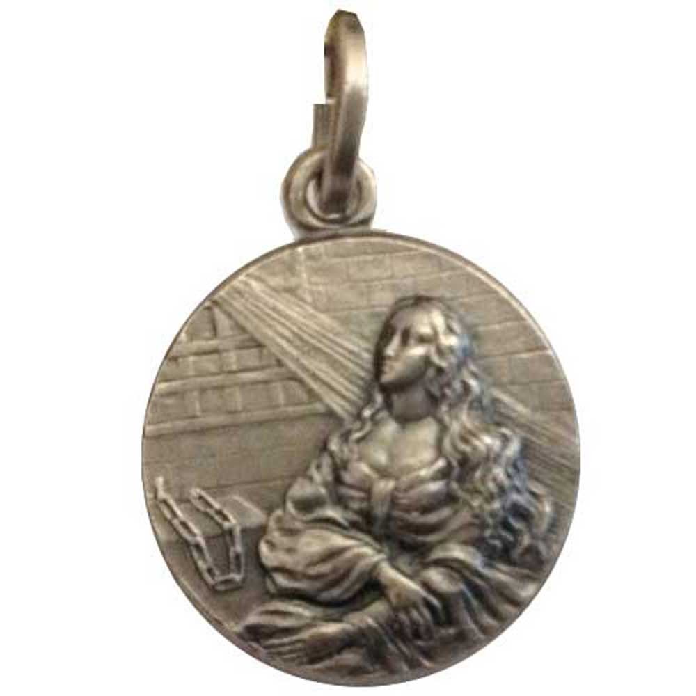 Medaglietta Santa Rita In Argento Sterling E Oro 18kt - 11mm - Devozionale - Foto 2