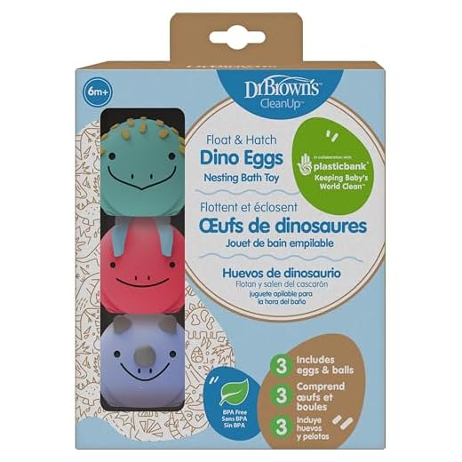 Dr. Brown's CleanUp Float & Hatch Dino Eggs Nesting Bath Toy, 6m+, BPA Free, Certified Plastic Neutral