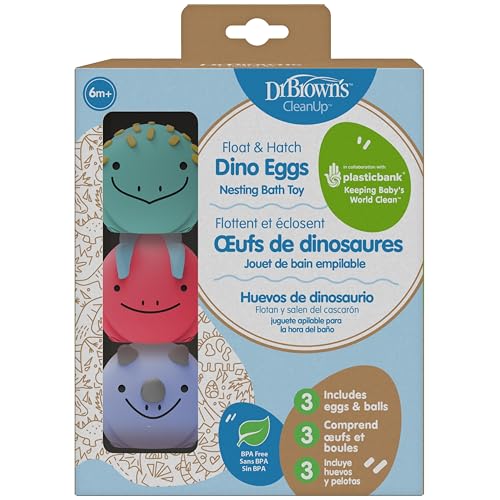 Image of Dr. Brown's CleanUp Float & Hatch Dino Eggs, Multi-Use Interactive Bath and Pool Toy for Toddlers, 6m+, BPA Free (Packaging May Vary)
