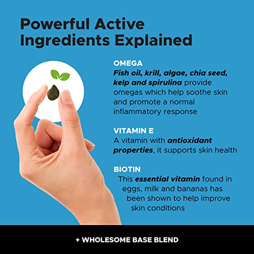 Pethonesty Omega Skinhealth Chews For Dogs - Omega 3 Fish Oil - Krill, Spirulina, Omega-3S, Alaskan For Healthy Skin & Coat, Helps Itchy Skin, Dog Allergies, May Reduce Normal Shedding - (90 Count) #TOP3