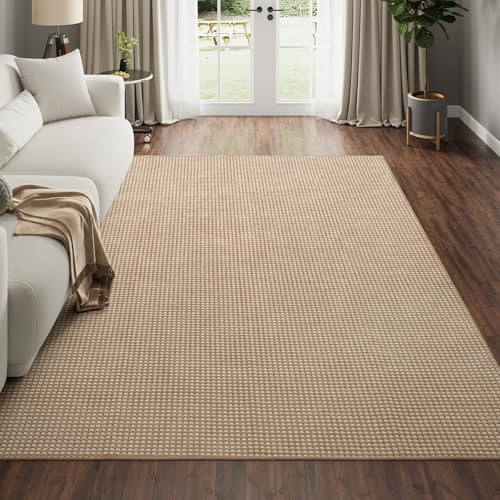 Tapete Boho lavable 5x7 pies antideslizante marrón miniatura 1