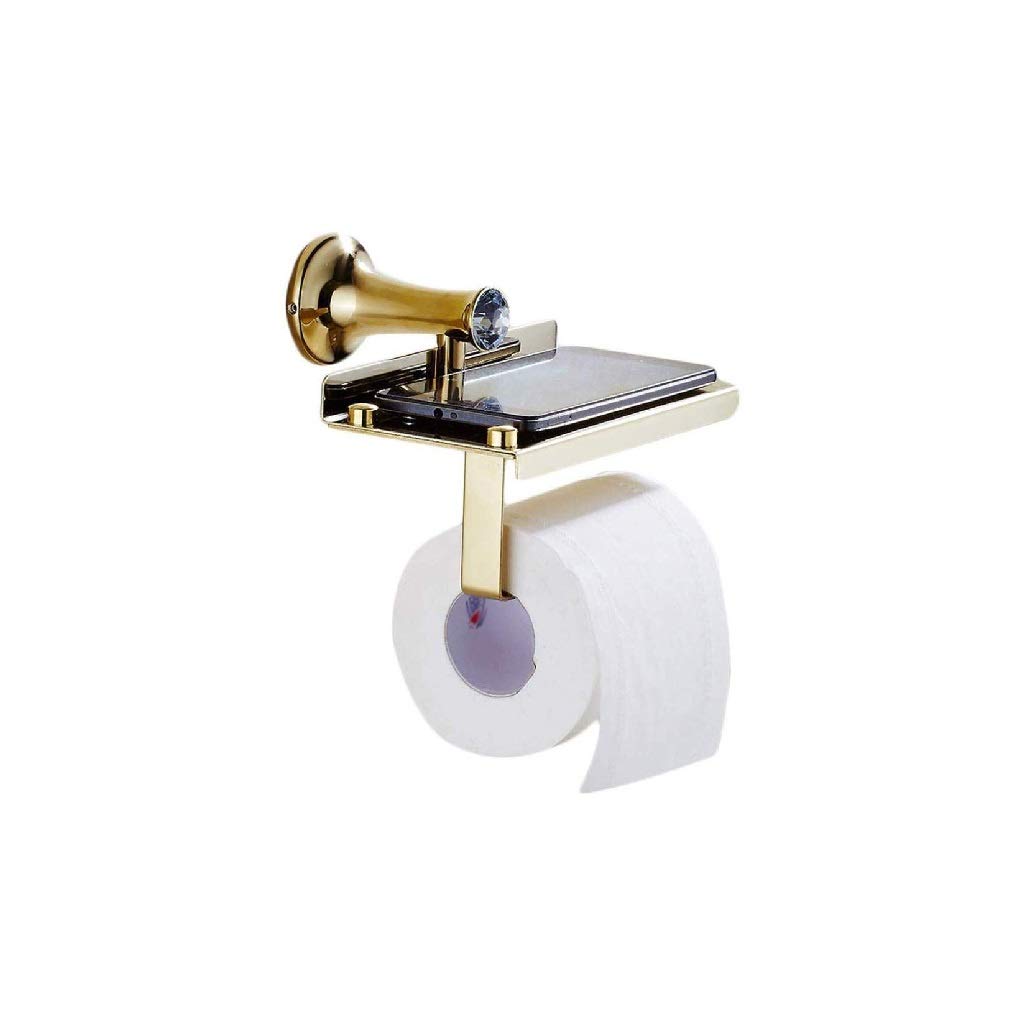 Metallo Supporto di Carta igienica - Acciaio Inox di Carta Supporto del tovagliolo con Scaffale, Bagno Tissue portarotolo con Storage Scaffale, Montaggio a Parete con Vite