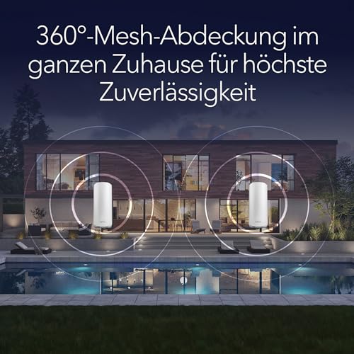 NETGEAR Orbi 870 Serie Tri-Band WiFi 7 Mesh-System (RBE872) - Router + 1 Satellit-Repeater, Sicherheitsfunktionen, bis zu 21 Gbit/s, Abdeckung bis 400 m2, 150 Ger&auml;te, 10-Gig-Internetanschluss, BE21000