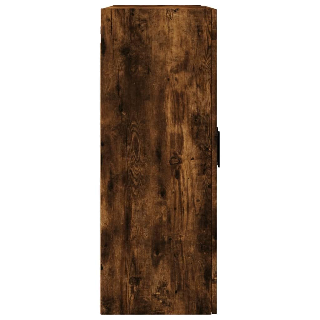 Armario de pared de roble ahumado 69,5 x 34 x 90 cm, armario colgante con puertas de cristal de madera, armario flotante moderno para dormitorio y estudio