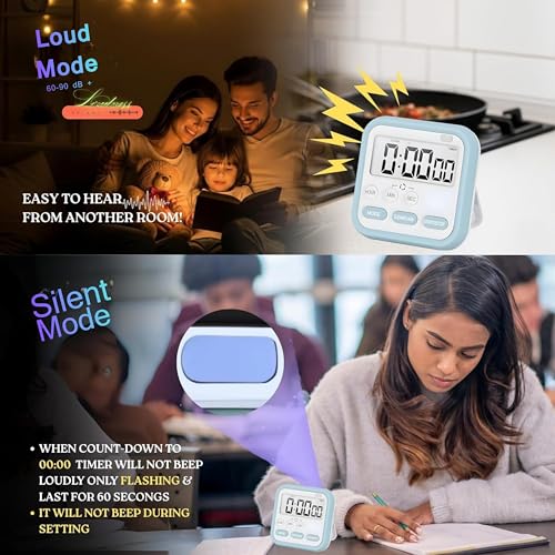 Image of Digital Kitchen Timer & Stopwatch, Large Digit Countdown, Loud Alarm Clock with Back Magnetic Retractable Stand for Cooking,Baking, Study Table, Office, Gym, Athlete and Student Accessories
