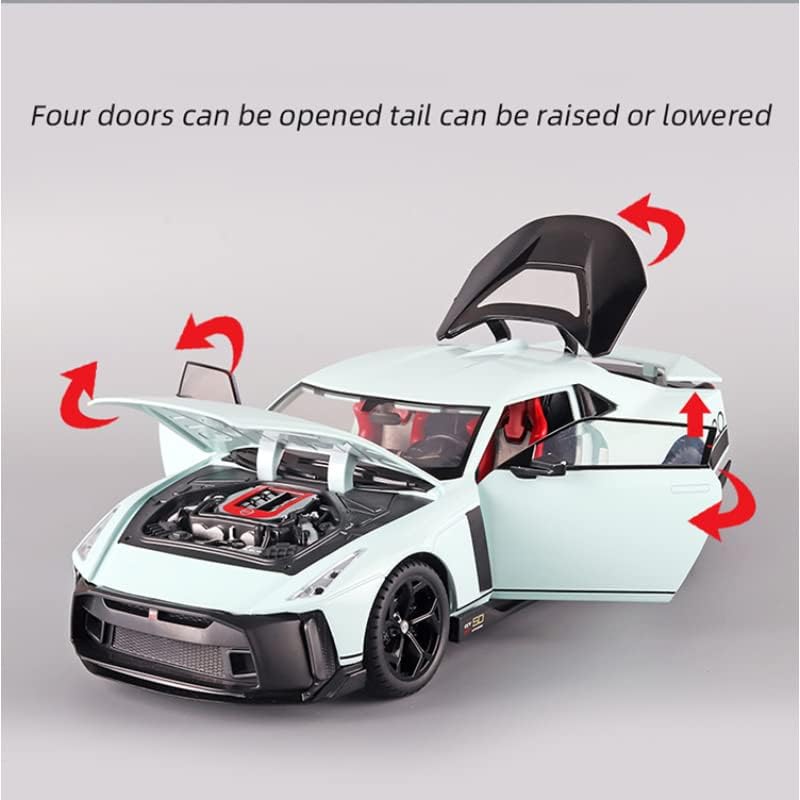 Image of Scale Exclusive Alloy Metal Pull Back | Die-cast Car Model with Sound Light Mini Auto Toy for Kids Metal Model Toy Car with Sound and Light (1.24 Scale -NI-SSAN GT-R50-L Green)