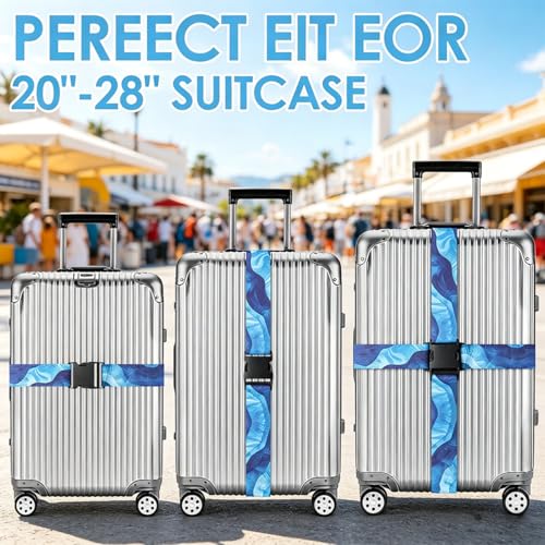 Image of 4 Pack Luggage Straps for Suitcases Adjustable Luggage Belt Suitcase Strap Travel Bag Accessories (Sky Blue(4 Pack))