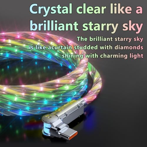 Image of Light up USB C Charging Cable 2 Pack 6.6ft USB C to USB C Cable Multicolored RGB Colorful Gradual Starry Sky LED C to C Charging Cord Type C Charger Cord for iPhone 17 16 15 Samsung Galaxy S25 S24 S23