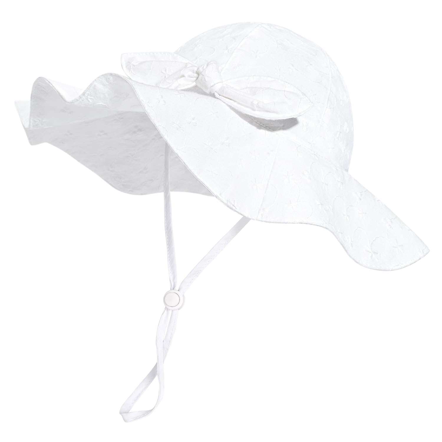 Baby Girl Sun Hat with UPF 50+ Outdoor Adjustable Beach Hat with Wide Brim Bucket Hats (0-6 Months)