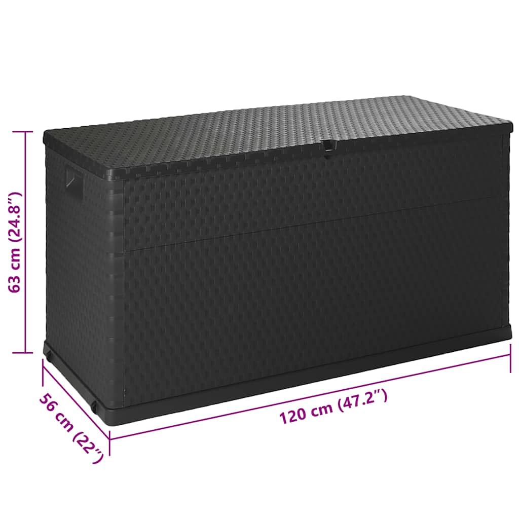 Garten-Aufbewahrungsbox Anthrazit mit Rattanoptik 120x56x63 cm wetterfest wasserdicht abschließbar ideal für Kissen Auflagen Decken Stauraum Balkon Terrasse Outdoor
