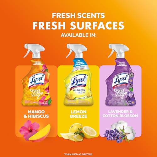 Image of Lysol All Purpose Cleaner Spray, Multi-Purpose Disinfecting Spray, Kitchen & Bathroom Cleaner, Mango & Hibiscus Scent, 32 Fl Oz (Pack of 2)
