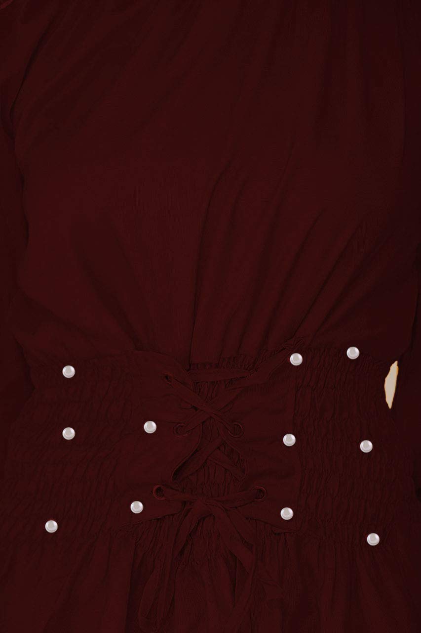 ORIEX THE ORIGINAL FASHION Girls Strachable Waist Top Maroon 14-15 Yrs 3