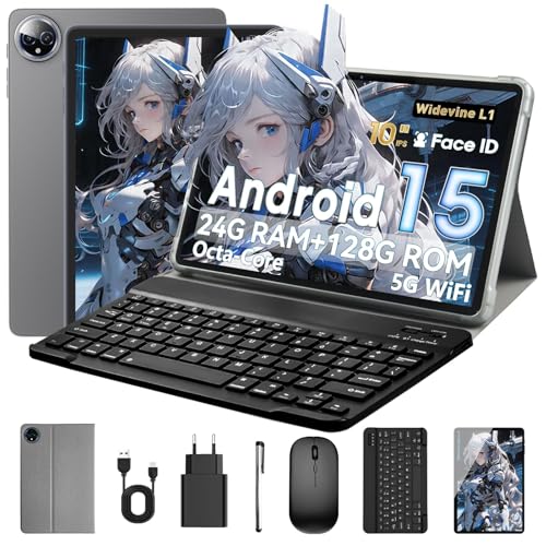 MENTUME Android�^�u���b�g 10�C���` Android 15 �^�u���b�g �L�[�{�[�h�t�� 24GB RAM + 128GB ROM 1TB �g�� Octa-Core 6000mAh 1280x800 IPS HD 5G WiFi T615 ��