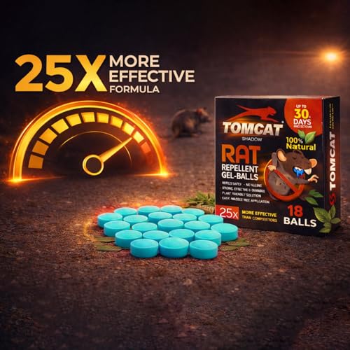 Image of Tom Cat Rat & Mouse Repellent Gel Balls | Herbal & Natural Formula | Long-Lasting 30 Days Protection |Eco-Friendly & Safe | For Home, Kitchen, Warehouse, Factory & Office | Pack of 18 |FORMULATION 10X