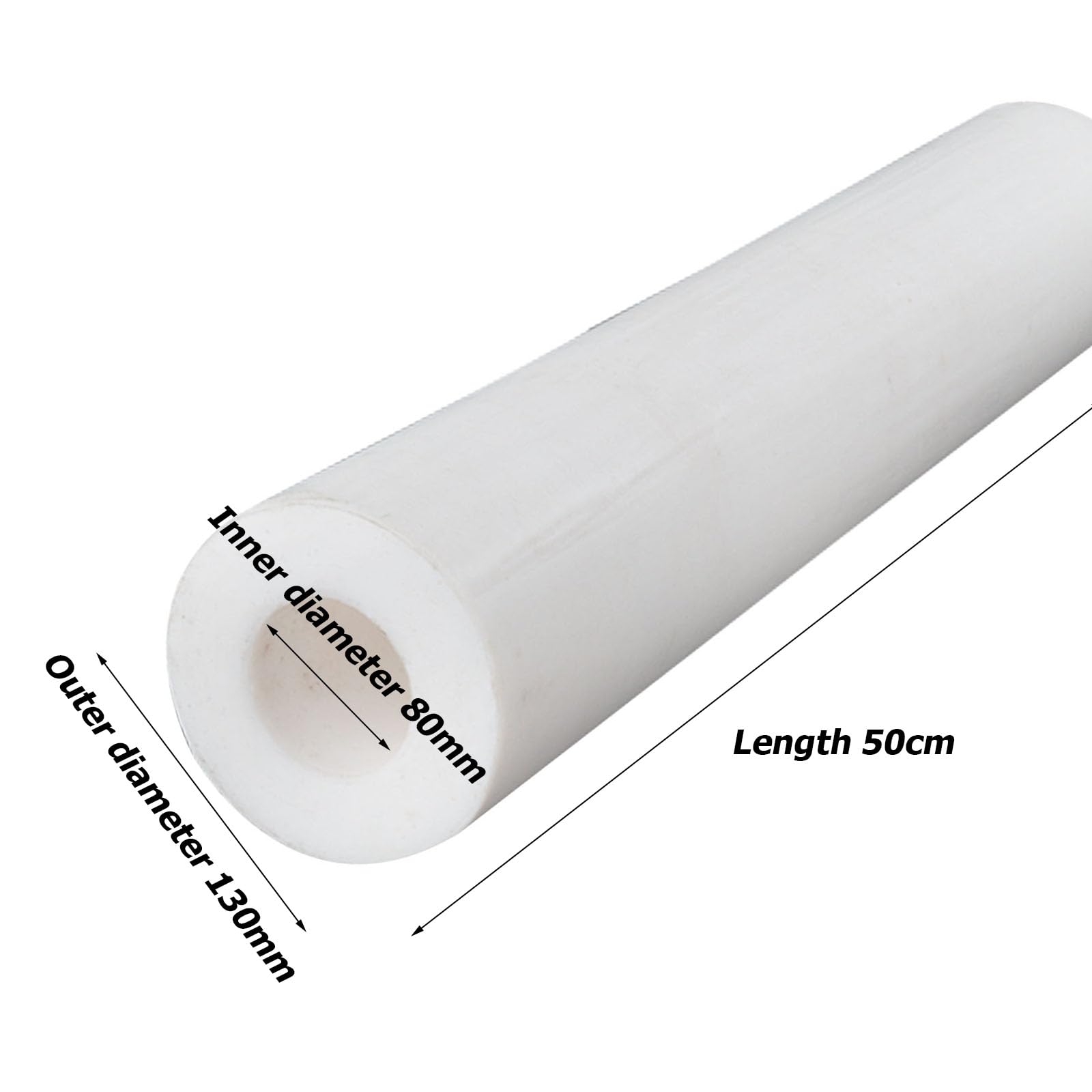 Tubi in Plastica Tecnica Pom 500mm, Set di 2 Barre Cave in Acetale per Fresatura, Tornitura e Lavorazioni Personalizzate,130mm*80mm