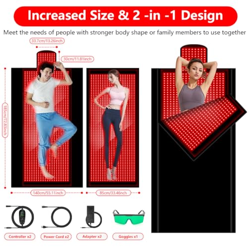 Image of 2025 New Large (L84''XW33''~55'') Red Light Blanket for Full Body with 2680 Pcs LED, Full Body Infrared Red Light Mat Devices, Adjustable Timer and Intensity Infrared Therapy Sleeping Bag