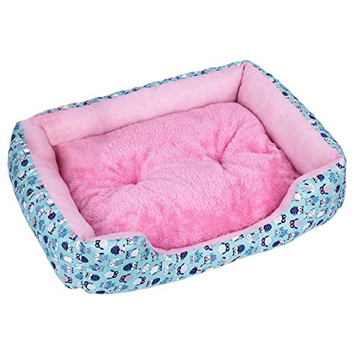 Lit pour chien imperméable rayé fleur bleue taille L coussin chaud d'hiver
