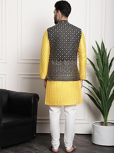 Image of SOJANYA (Since 1958 Men's Silk Blend Kurta and Pyjama with Nehru Jacket