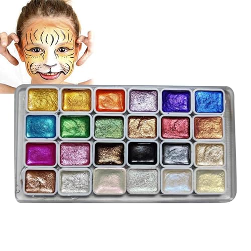 Streysisl Gouache Paint - Juego de 24 pinturas de colores brillantes Jelly Gouache opaco, kit de pintura de acuarela de gel suave con estuche portátil, kit de pintura nacarada para principiantes