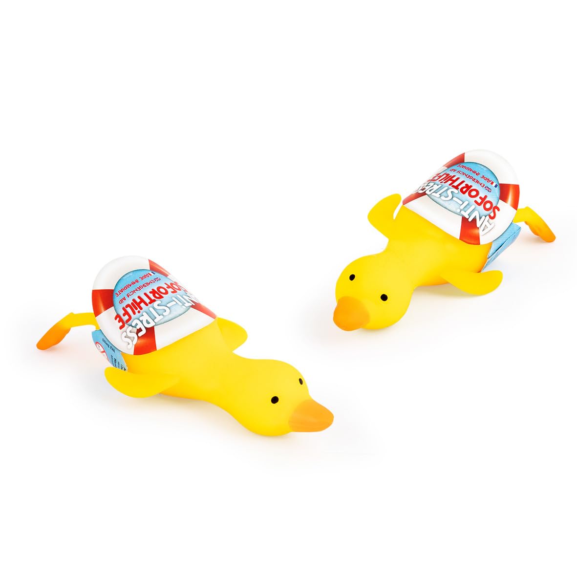 TRENDHAUS 958488 - Antistress Soforthilfe Ente, 2 Stück je ca. 16 x 7,5 x 4,3 cm, Squishy in Enten-Form, Stressbälle für Kinder und Erwachsene