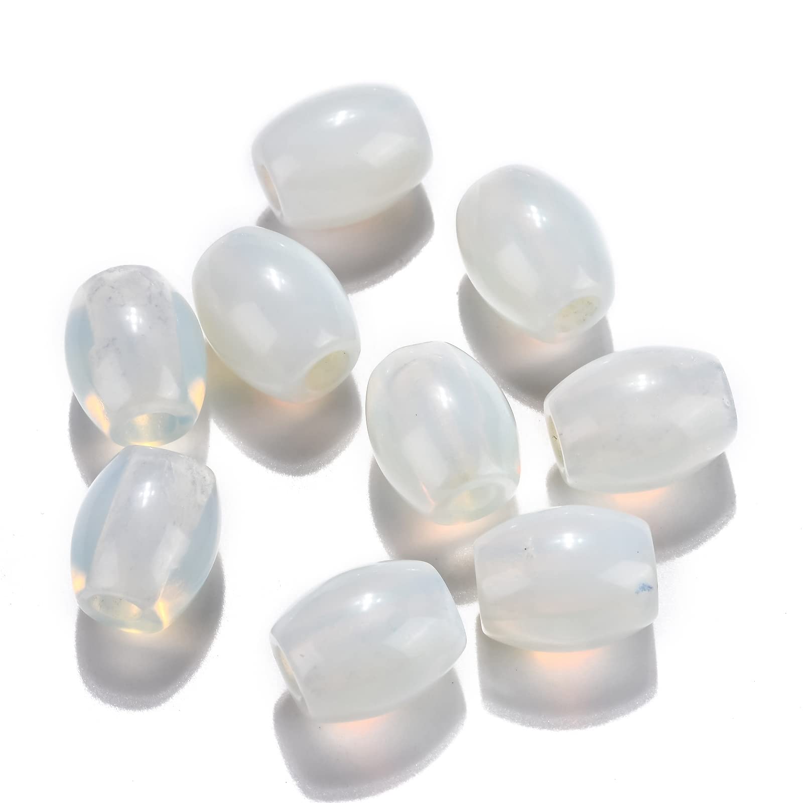 PandaHall 20pcs Large Hole Gemstone European Beads Barrel Synthetic Opalite Stone Beads Chakra Healing Loose Beads for European Charm Bracelet, Hole: 4.5~5mm — image 1