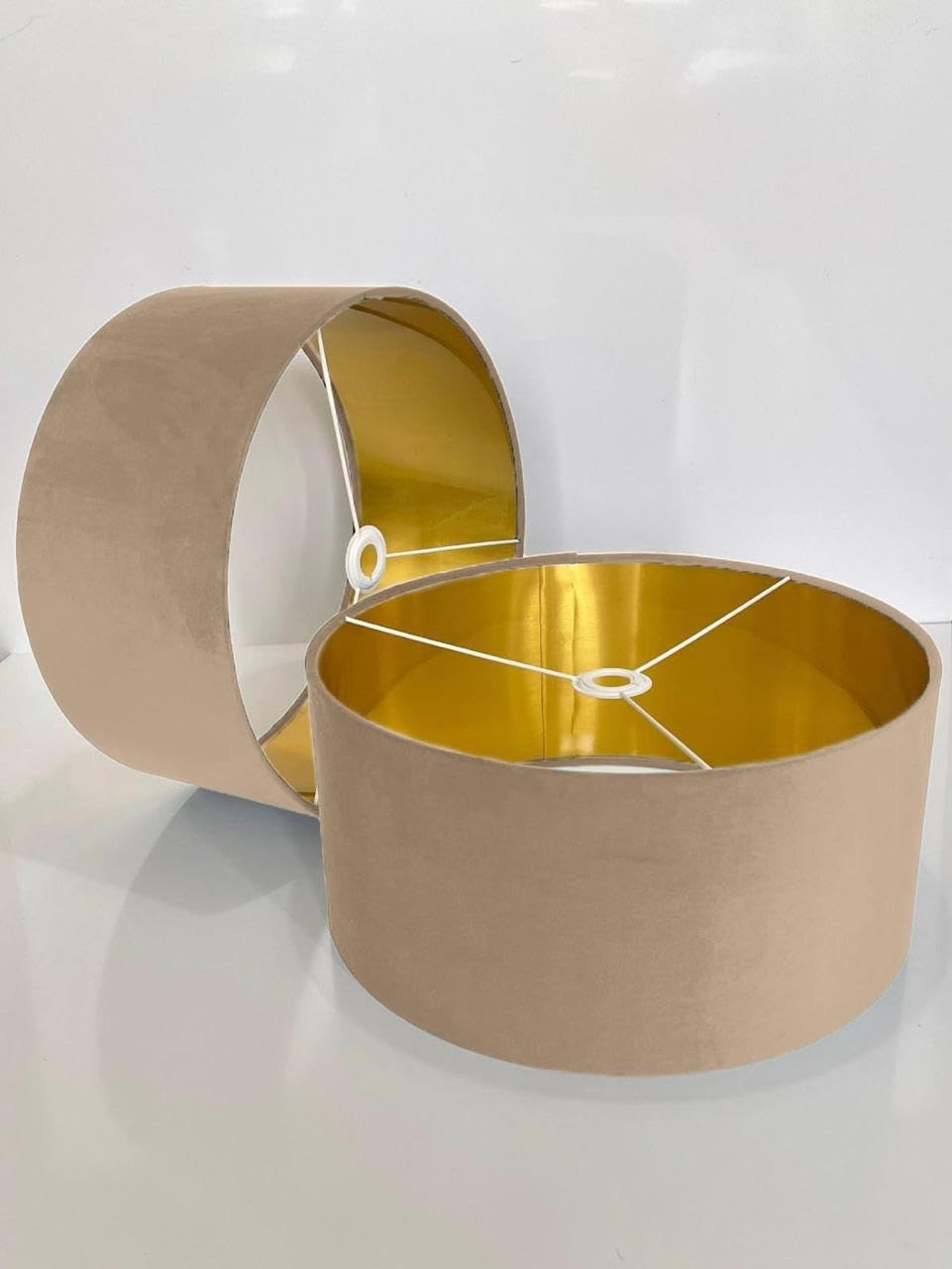Shades By Woodpecker Champagne New Handmade By Order Velvet Drum Lamp Shade Ceiling Shade With Metallic Lining Of Gold,Silver Or Copper Lamp Shades Suitable For Ceiling And Tables