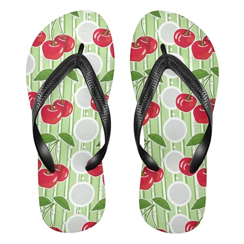 Burbuja Red Cherries Flip Flops for Women Men, Soft Thong Sandals Rubber Slippers for Pool Beach Essentials