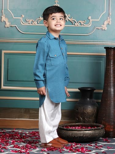 Image of POLKA TOTS Boys Cotton Pathani Set | Premium Pathani Kurta & Pyjama Set for Boys | Kurta Pajama for Kids Boy | Pathani Suit for Kids, Baby Boys & Toddlers | Ethnic Wear for Boy