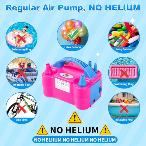 Image of Electric Balloon Pump, Portable Electric Balloon Blower Machine Balloon Air Pump Dual Nozzle 110V 600W Balloon Inflator for Party Decorations