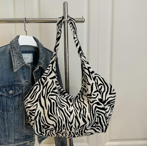 Slouchy Shoulder Bag for Women Trendy Zebra-print Tote Handbag Y2k Purse Top Handle Underarm Bags Large Capacity 20252