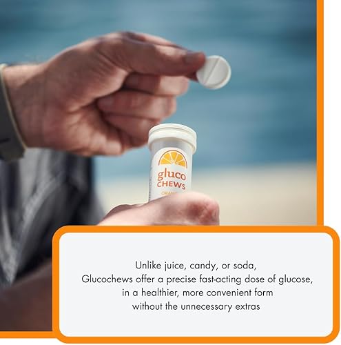 Miniatura 7 de Glucochews - Tabletas de glucosa naranja  60 tabletas (10 por tubo, 6 tubos de tamaño de bolsillo)  0.14 oz de glucosa de acción rápida cada una