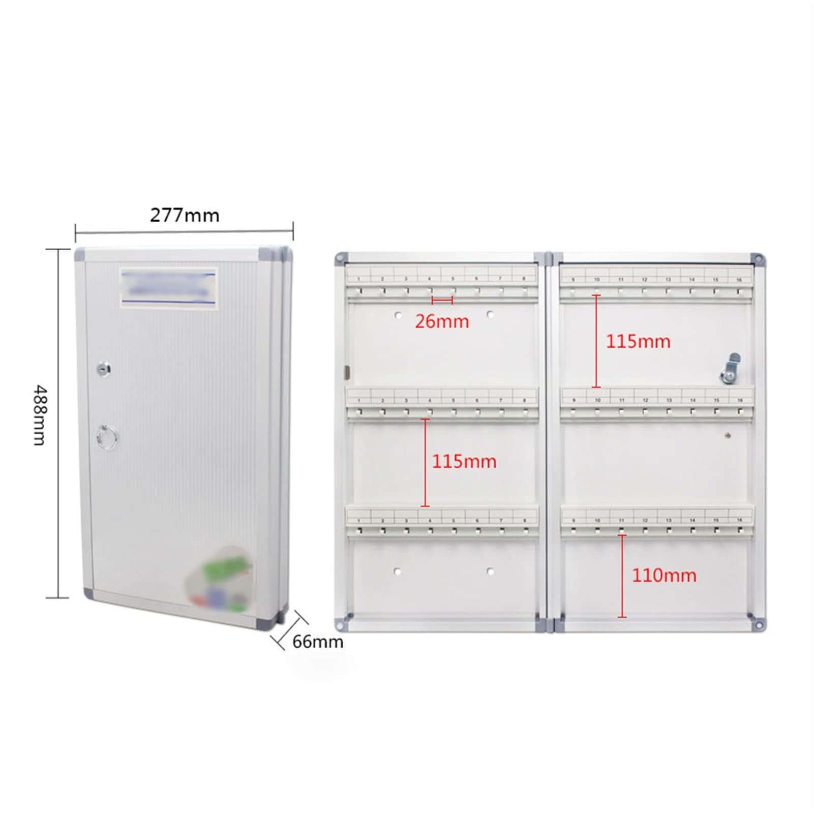 Armoire de rangement sécurisée pour 48 clés avec support mural en métal pour une utilisation commerciale ou privée avec crochets à clés et étiquettes pour l'organisation