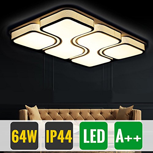 HG® LED Ceiling Light/Living Room Design Lighting Wall Light Schwarz-Shell Dimmbar Quadrat (Black Shell: 64w Warm White Rectangle)