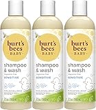 Burt's Bees Baby Shampoo & Wash, Fragrance Free & Tear Free Baby Soap - 12 Ounce Bottle - Pack of 3