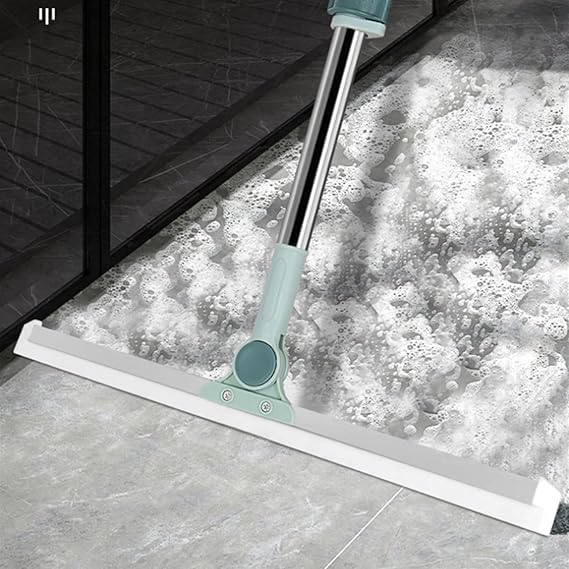 Image of 50-CM Multifunctional Magic Broom with Long Adjustable Handle | Silicone Floor Squeegee & Washer with 180 Rotating Head for Bathroom, Kitchen & Home Cleaning (White)