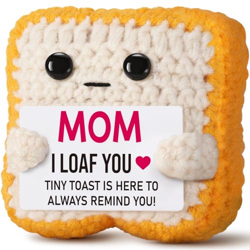 Mothers Day Pun Gift for Mom from Daughter Son- Handmade Cute Loaf Crochet Toast - I Love You Funny...