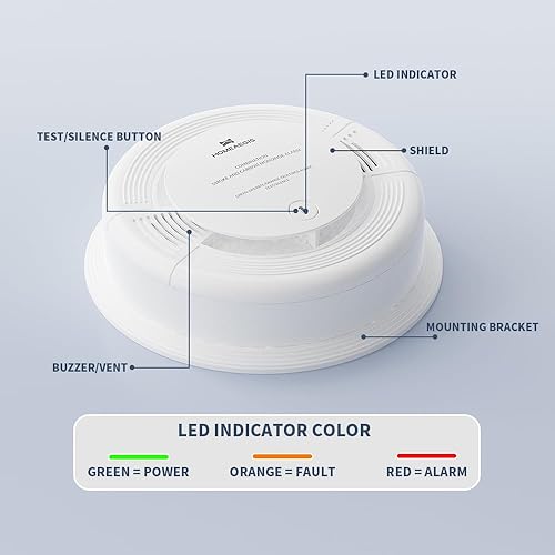 Miniatura 4 de Alarma de humo y monóxido de carbono, tamaño de paquete de 1. Funciona con batería de 10 años.