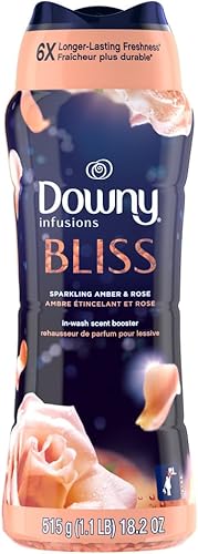 Downy Infusiones - Cuentas potenciadoras de aroma para lavar, BLISS, ámbar y rosa espumoso, 18.2 onzas