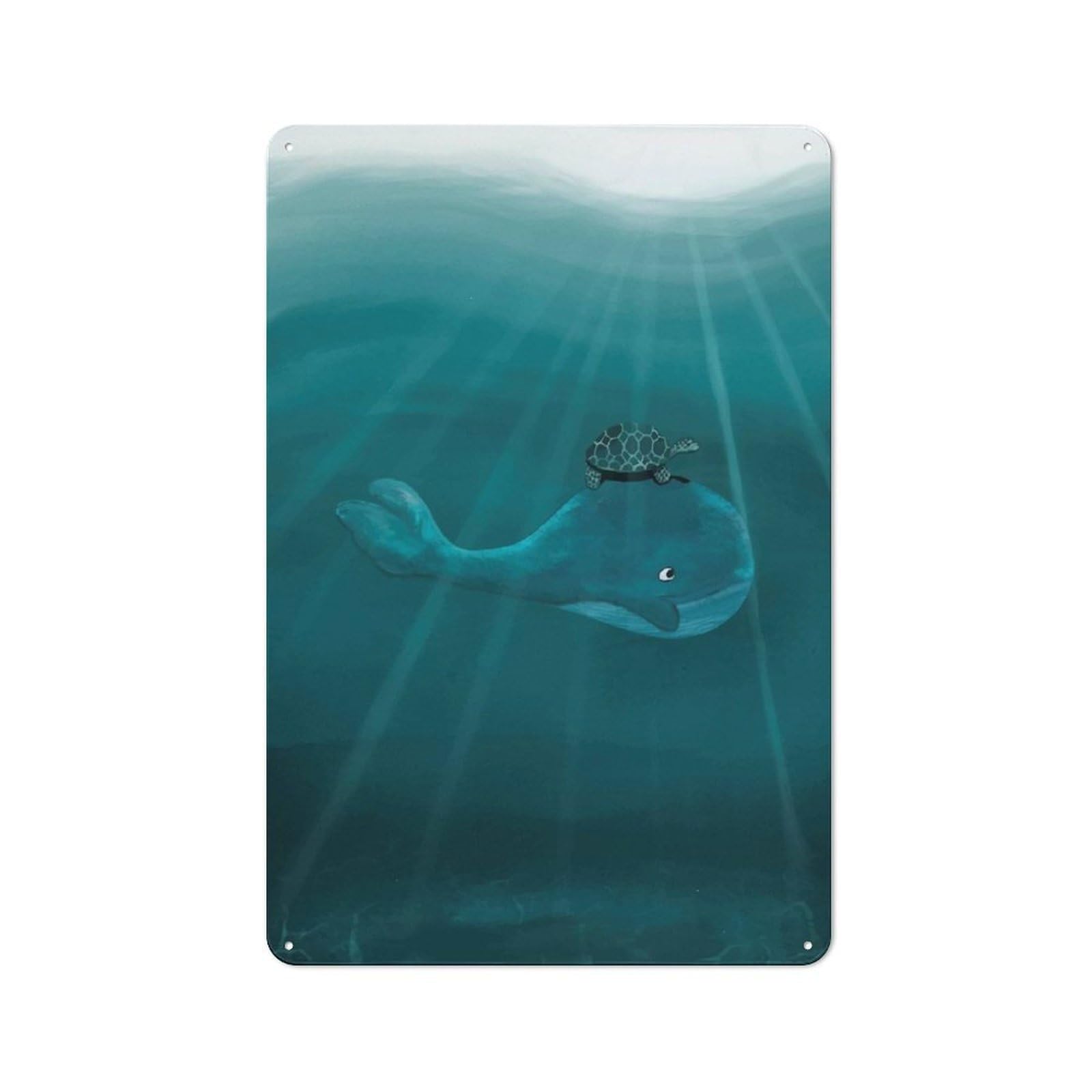 Whale And Turtle Underwater Industrial-style Tin Sign 30x20cm for Garage Or Workshop, for Garage, Workshop And Man Cave Decoration