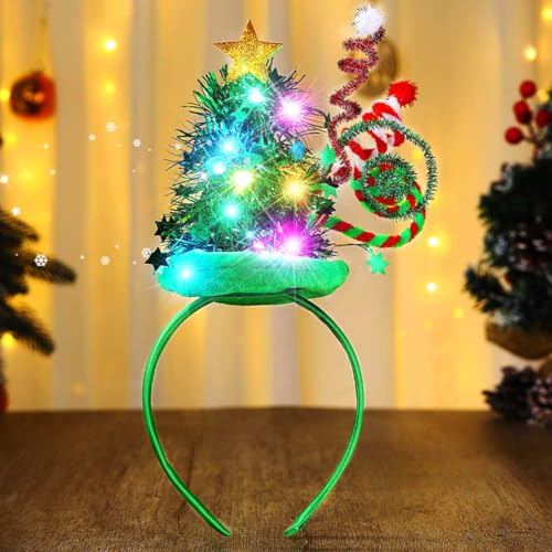 Fashband Christmas Light Up Headband LED Xmas Tree Headbans Glow Hat Holiday Party Hair Accessories for Women