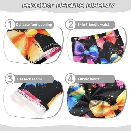 Colorful Bow Painting Girls Leggings Ultra Soft Compression Yoga Gym Pants for Kids 4-10T3