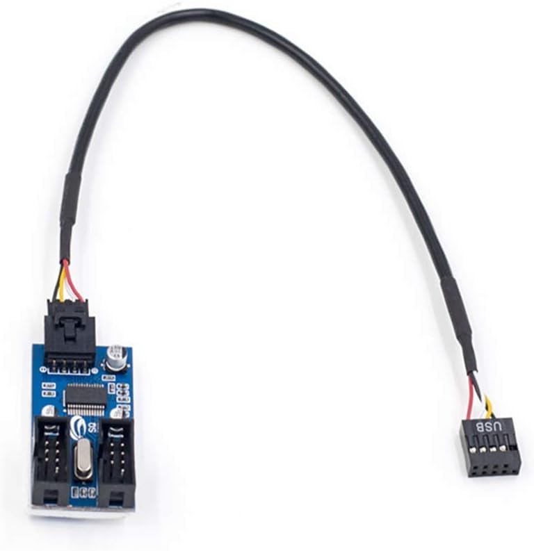 RGEEK 9pin USB Header Male 1 to 2 Female Extension Cable Card Motherboard 9-Pin USB HUB USB 2.0 9 pin Connector Adapter Port Multilier