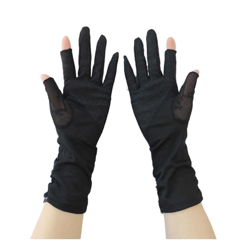 Women's Ice Silk Lace Thin Section Driving Riding Elastic Touch Screen Spring Gloves