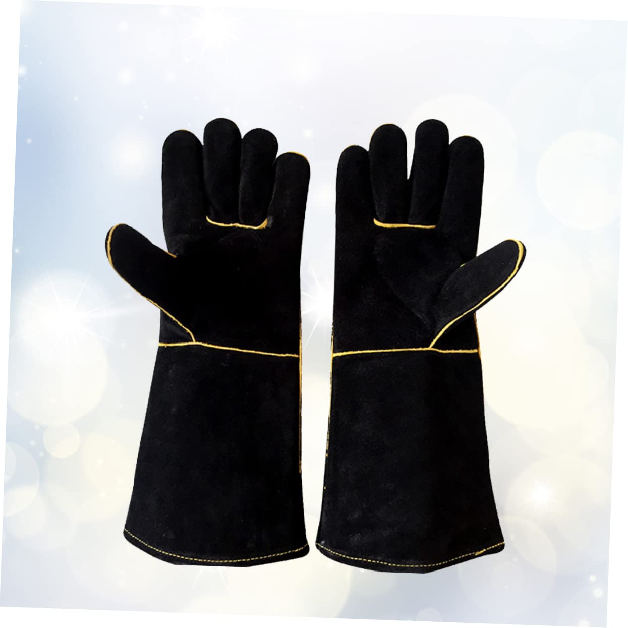 Mikinona Guantes aislantes Mitts para Hornear Guante de Cocina de puño Largo Guante de Parrilla Guante para el Horno Guante para Hornear Guante Aislante Black