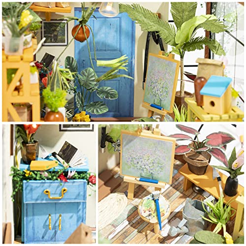 Rolife Wooden Room Model Kit-Flower House-Home Decoration-Pretty Party Playset- Miniature Dollhouse Set to Build-Birthday for Girls Friends Girlfriends Mom Wife Daughter