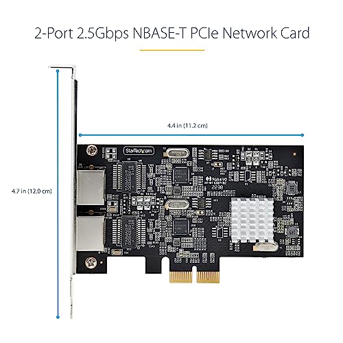 Image of StarTech 2-Port 2.5Gbps NBASE-T Network Card, TAA | Multi-Gigabit NIC, Intel I225-V, PCI Express Server LAN NIC, Dual-Port Computer Network Card, Desktop Ethernet Interface