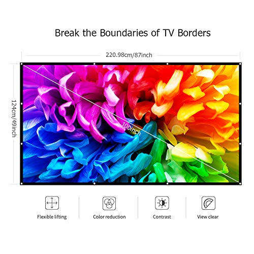 image for VANKYO Projector Screen 100 Inches 16:9 Portable Indoor Outdoor Projec