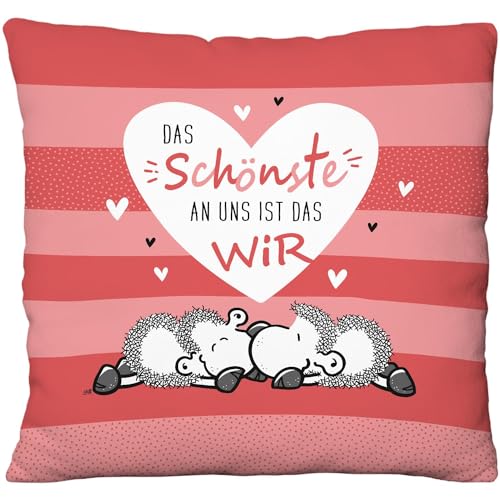 Sheepworld Plüschkissen mit Motiv Das Schönste | Zierkissen mit Wendemotiv, 25 cm x 25 cm, 100% Polyester | Geschenk, Valentinstag, Dekoartikel |...